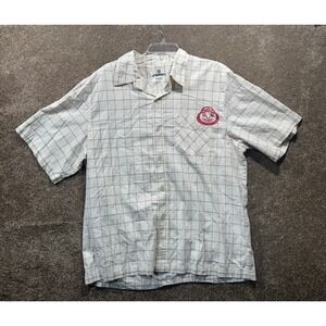 ESPN U Ohio State Men XL Plaid Beige Shirt Brutus Buckeye Football NCAA Cotton